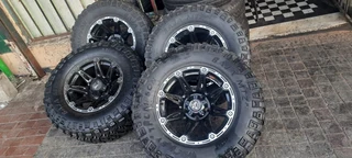 A set of  17inch Land Cruiser mags and tyres with spare rim and tyre
