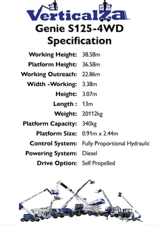 VerticalZA Genie S125 telescopic boomlift cherry picker