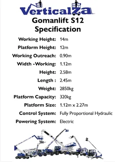 VerticalZA 14m battery operated Scissor lift.