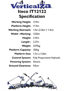 VerticalZA Scissor Lift Iteco IT12122 - 14m Electrical cherry picker Manlift