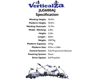 VerticalZA Cherry Picker JLG600AJ Buy or Hire - 20m Boom Lift, TELESCOPIC Manlift