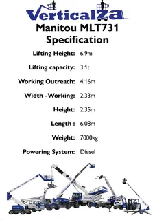 VerticalZA Telehandler Manitou MLT731 -, 3 ton 7m TELESCOPIC Handler