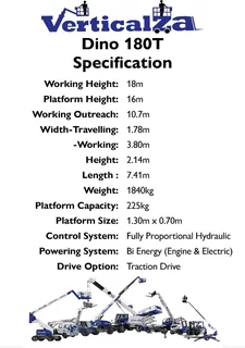 VerticalZA Cherry Picker Dino 180T - 18m, PORTABLE TRAILER-MOUNTED Electrical Manlift