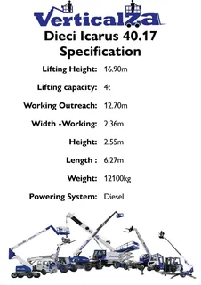 VerticalZA Telescopic Handler Dieci Icarus 40.17 - 17m 4ton Telescopic Forklift Manlift