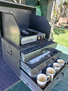 Camper trailer with tent and extras