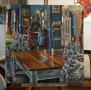 Cafe oil painting