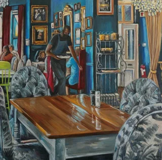 Cafe oil painting