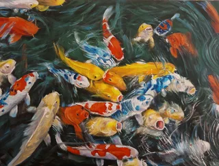 Koi oil painting