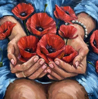 Poppies oil painting