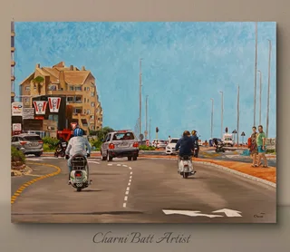 Large Street scene oil painting