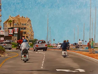 Large Street scene oil painting