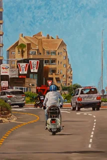 Large Street scene oil painting