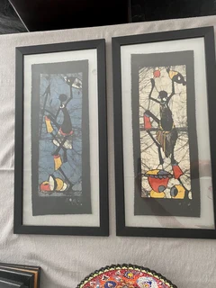 African Art Pair Original Screen Wax Art