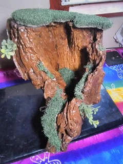 PAINTED/VARNISHED TREE STUMP WITH FOUNTAIN LIKE LOOK, ADD YOUR TOUCH.  FOR SALE AT SEA VIEW/BELLAIR.