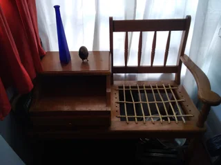 OAK TELEPHONE TABLE WITH DRAW AND SEATING FOR SALE AT SEA VIEW/BELLAIR.