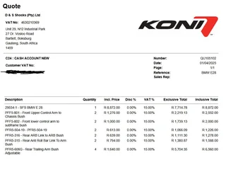 BMW E28 5 series suspension overhaul parts