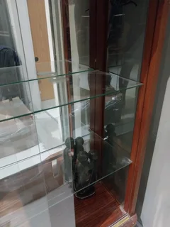 Wooden and glass door cabinet for sale