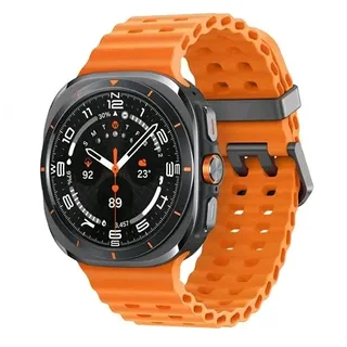Samsung watch 7 ultra orange strap with gunmetal grey metal case and additional watch strap