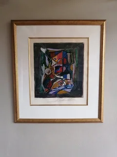 Original abstract art work, pastels/mixed media, framed