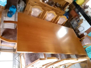 Greaves &amp; Thomas solid oak extendable dining room set with 8 chairs