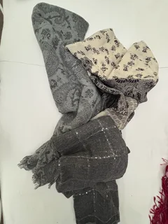 Scarves, Pashminas;  elegant evening wraps; embroidered throw;  Wool,  Silk; cotton.  11 in total