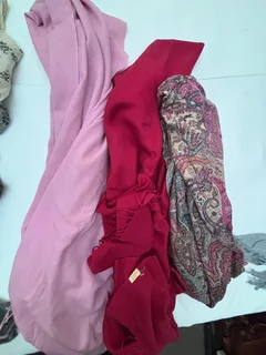 Scarves, Pashminas;  elegant evening wraps; embroidered throw;  Wool,  Silk; cotton.  11 in total