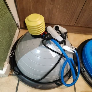 Core Bosu Ball Balance Trainer with Resistance Bands