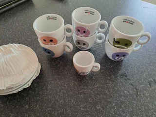 Emoji Cappuccino Cups For Sale  - Set Of 6 + Espresso - Like New