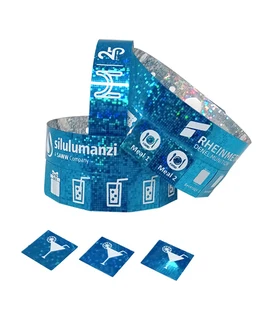 50 Tear Off Tab Wristbands for Events Hologram-8 Tabs