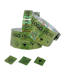 500 Tear Off Tab Wristbands for Events Hologram-8 Tabs