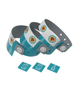 100 Tear Off Tab Wristbands for Events Full Colour-8 Tabs