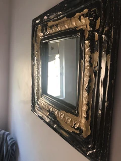 LARGE 1940’s METAL CEILING TILE CONVERTED TO MIRROR. LOADS CHARACTER LAYERS OF ORIGINAL PAINT.