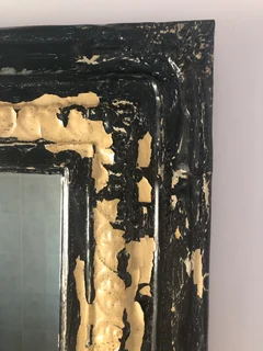 LARGE 1940’s METAL CEILING TILE CONVERTED TO MIRROR. LOADS CHARACTER LAYERS OF ORIGINAL PAINT.