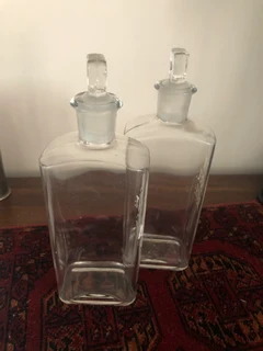 PAIR EARLY 1900 APOTHECARY BOTTLES. PRICED FOR PAIR