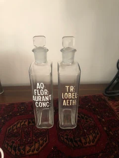 Pair Early 1900 Apothecary Bottles. Priced For Pair