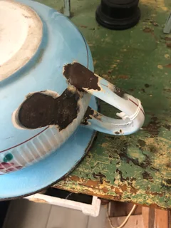 EARLY 1900 CHAMBER POT IN DECORATED ENAMEL