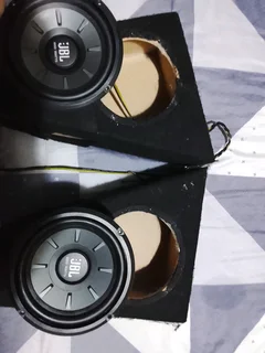 2 x Jbl 8 inch sub woofers with spec custom boxes for sale