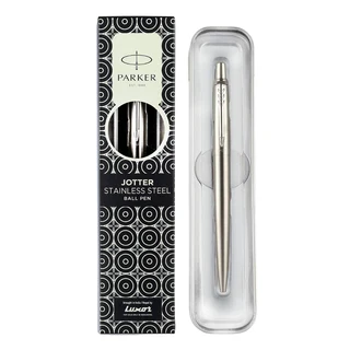 Parker jotter standard , stainless steel &amp; pen/pencil set- ball pen with blue ink