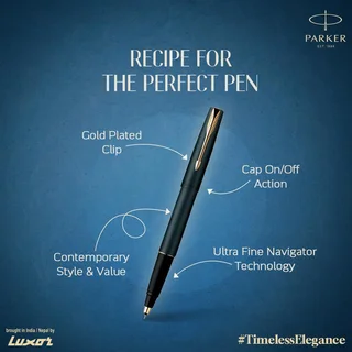 PARKER MATTE BLACK BALL PEN &amp; ROLLER PEN SET - BLUE INK - COMES WITH PARKER GIFT BOX-