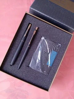 PARKER MATTE BLACK BALL PEN &amp; ROLLER PEN SET - BLUE INK - COMES WITH PARKER GIFT BOX-