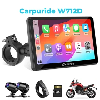Carpuride W712D Rotatable Motorcycle GPS with Dash Cam
