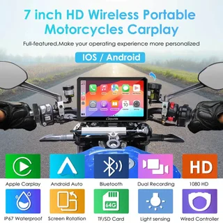 Carpuride W712D Rotatable Motorcycle GPS with Dash Cam
