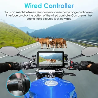 Carpuride W712D Rotatable Motorcycle GPS with Dash Cam