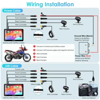 Carpuride W712D Rotatable Motorcycle GPS with Dash Cam