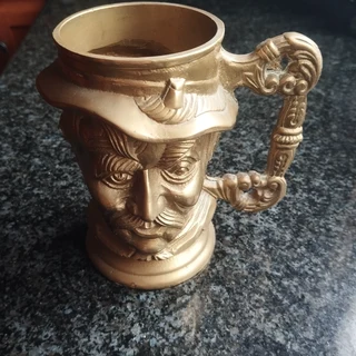 Solid Brass Toby Mug - Bearded Man