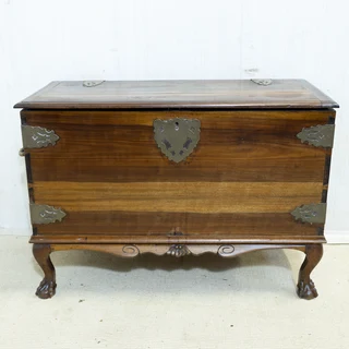 Antique Standing Stinkwood &amp; Brass Embellished Chest