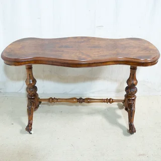 Victorian Walnut Serpentine Shaped Tall Side Table