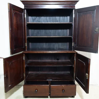 Georgian Solid Walnut Linen Press