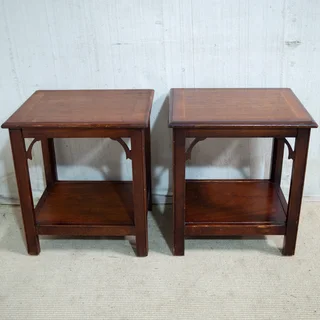 Pair of Mahogany 2-Tier Side Tables