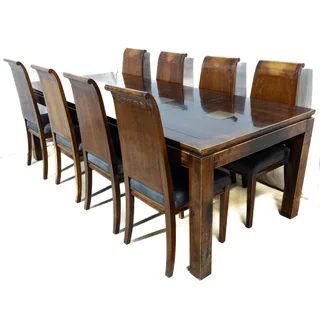 8-Seater Chinese Elmwood Table &amp; Chairs